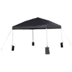 Front. Alamont Home - Harris 10'x10' Pop Up Straight Leg Canopy Tent With Sandbags and Wheeled Case - Black.