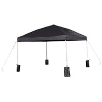 Flash Furniture - Harris 10'x10' Pop Up Straight Leg Canopy Tent With Sandbags and Wheeled Case - Black - Front_Zoom