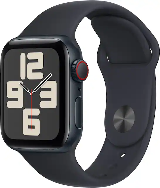 Apple Watch SE 2nd Generation GPS Cellular 40mm Midnight Aluminum Case with Midnight Sport Band S M Midnight AT T MRG63LL A Best Buy