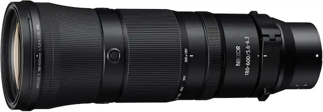 Front. Nikon - NIKKOR Z 180-600mm f/5.6-6.3 VR Telephoto Zoom Lens for Z Mount Cameras - Black.