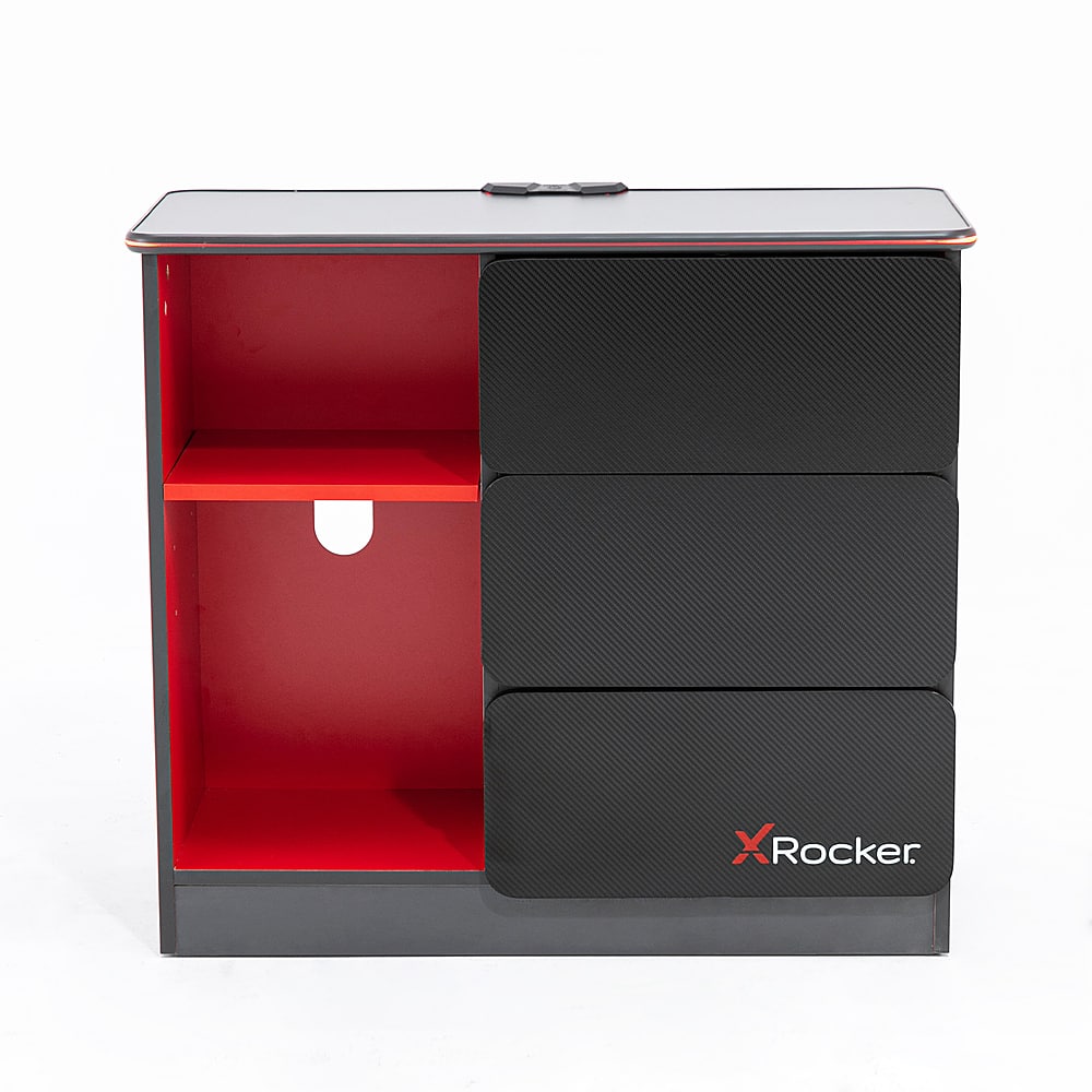 Angle View: X Rocker - Carbon-Tek Gaming Storage Unit with LED - Black