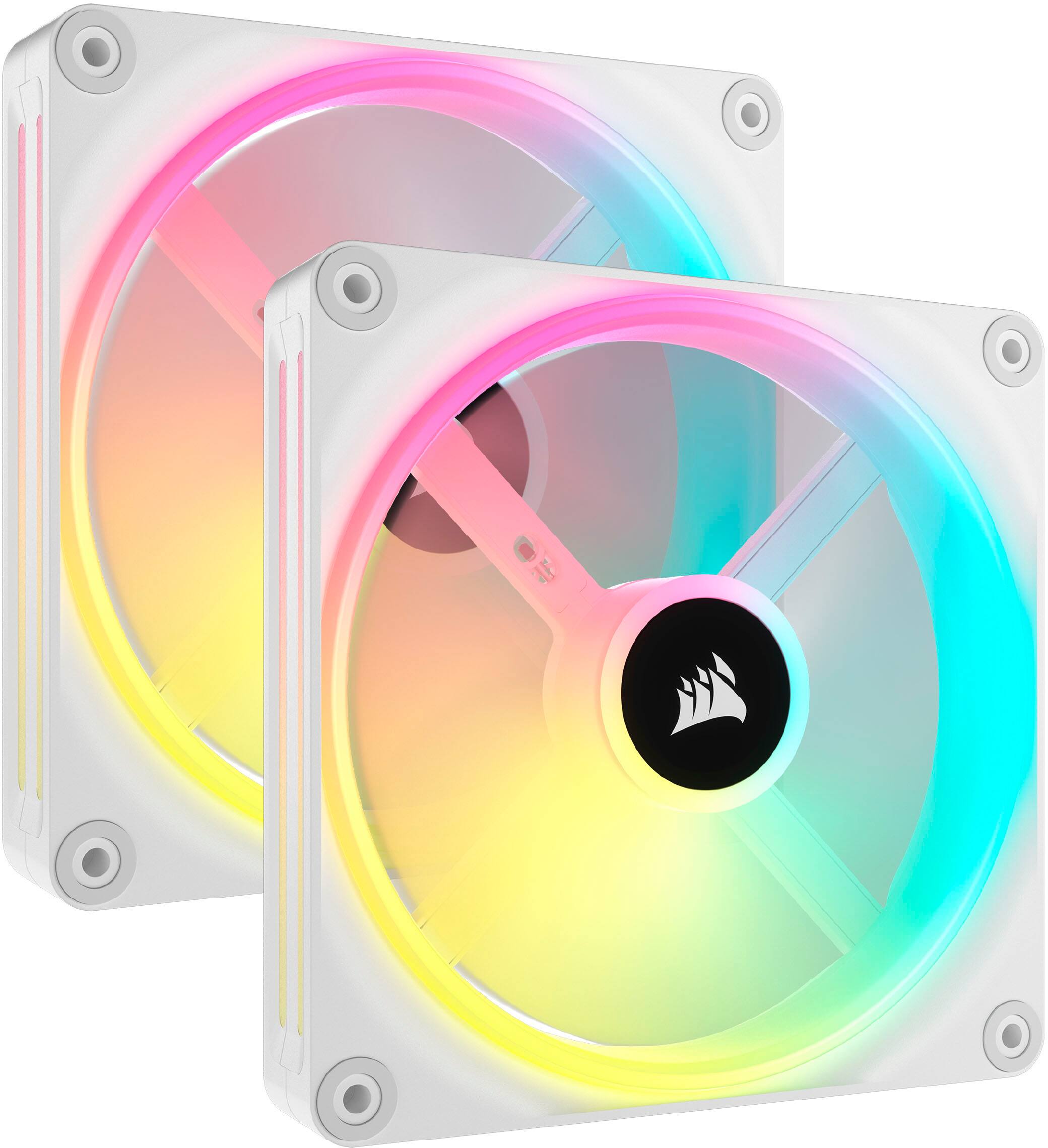 Front. CORSAIR - iCUE LINK QX140 RGB 140mm PWM Fans Starter Kit - White - White.