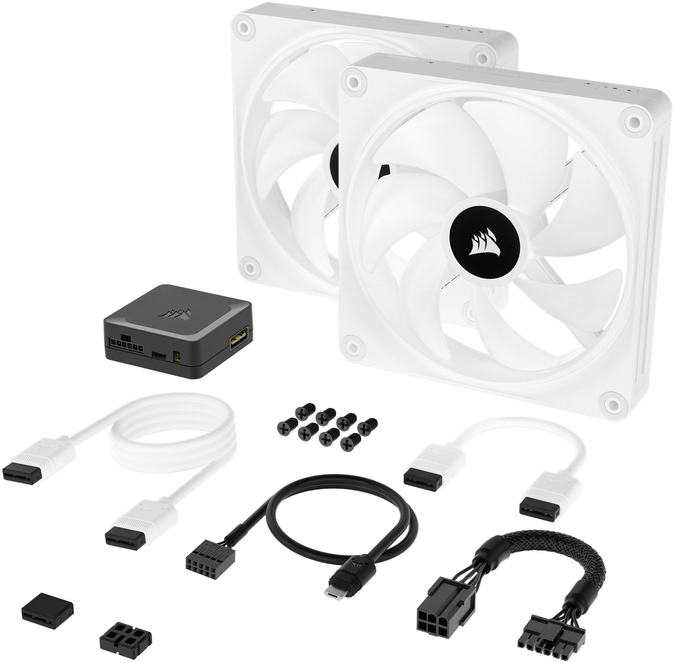 Alt View 21. CORSAIR - iCUE LINK QX140 RGB 140mm PWM Fans Starter Kit - White - White.