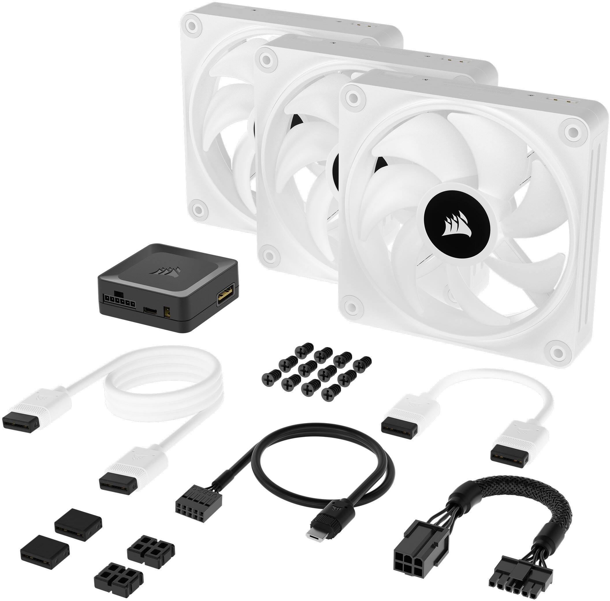 Alt View 22. CORSAIR - iCUE LINK QX120 RGB 120mm PWM Computer Case Fan with iCUE LINK System Hub Kit (3-pack) - White.