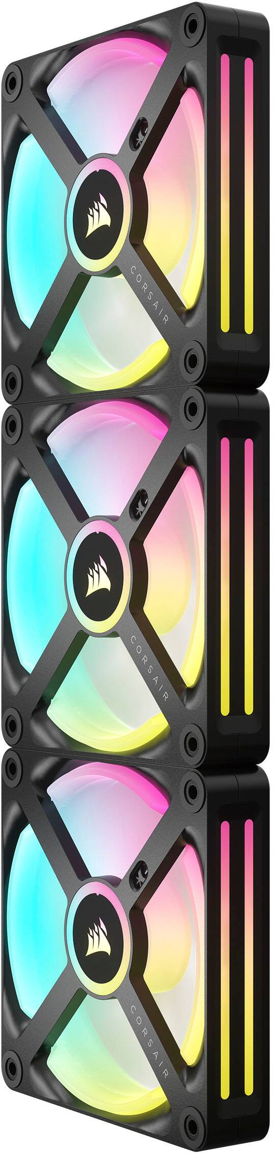 Alt View 19. CORSAIR - iCUE LINK QX120 RGB 120mm PWM Computer Case Fan with iCUE LINK System Hub Kit (3-pack) - Black.