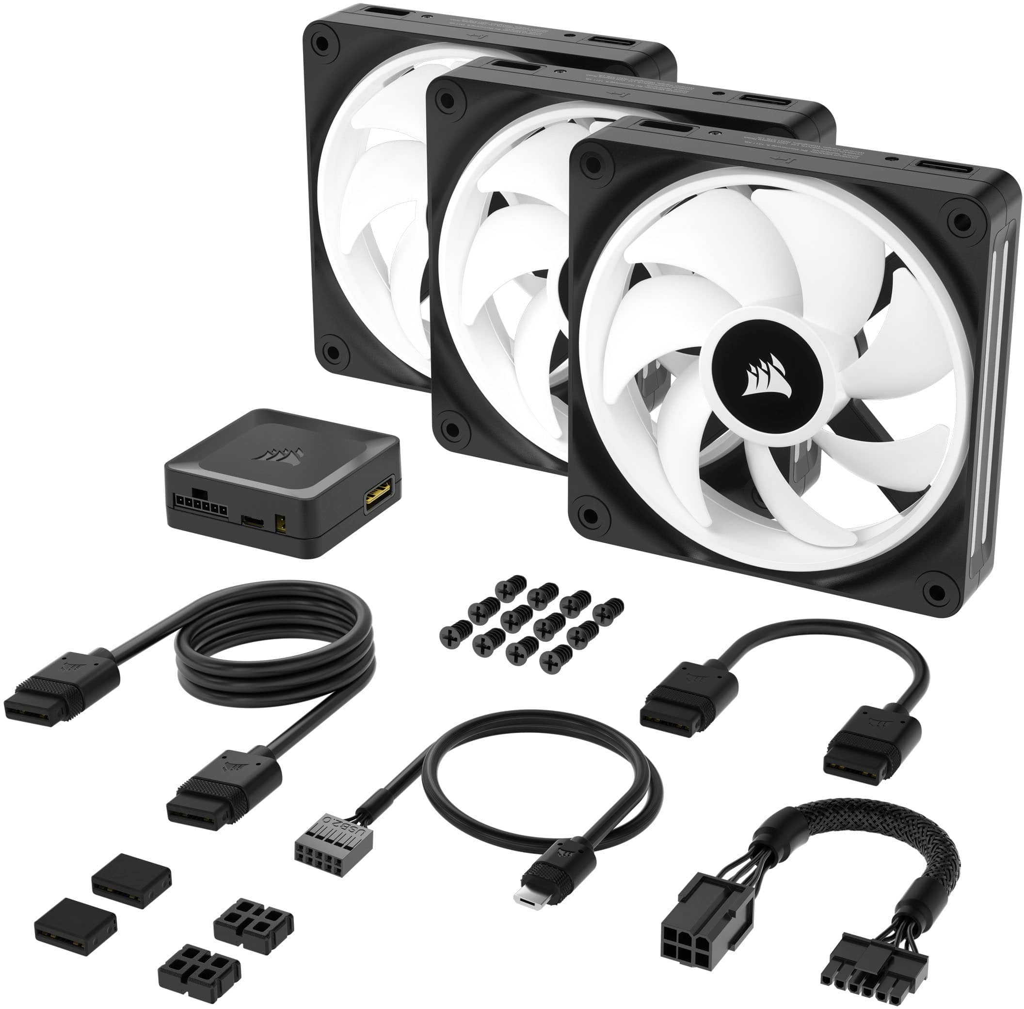 Alt View 20. CORSAIR - iCUE LINK QX120 RGB 120mm PWM Computer Case Fan with iCUE LINK System Hub Kit (3-pack) - Black.