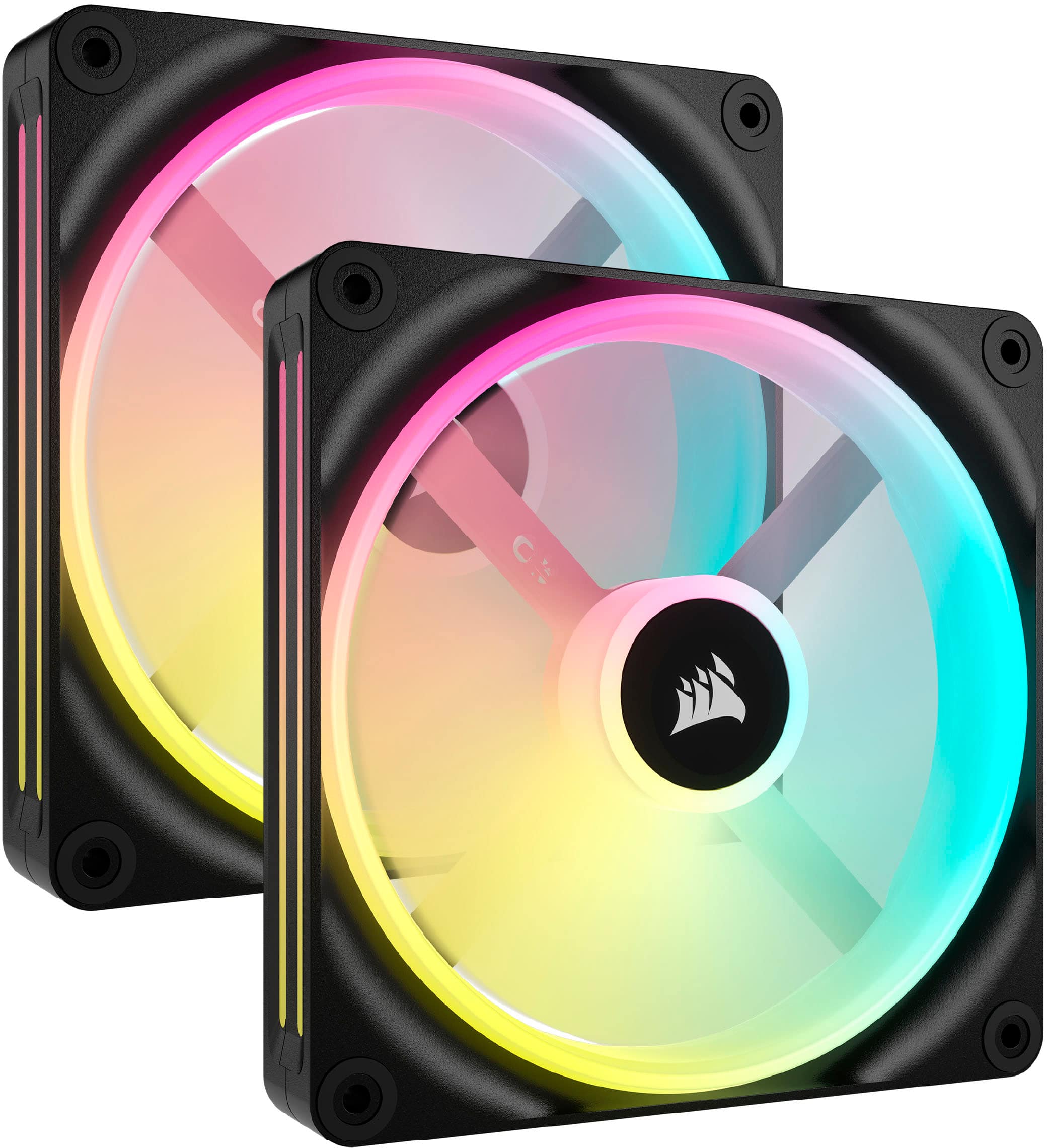 CORSAIR - iCUE LINK QX140 RGB 140mm PWM Computer Case Fan with iCUE LINK System Hub Kit (2-pack) - Black - Front_Zoom