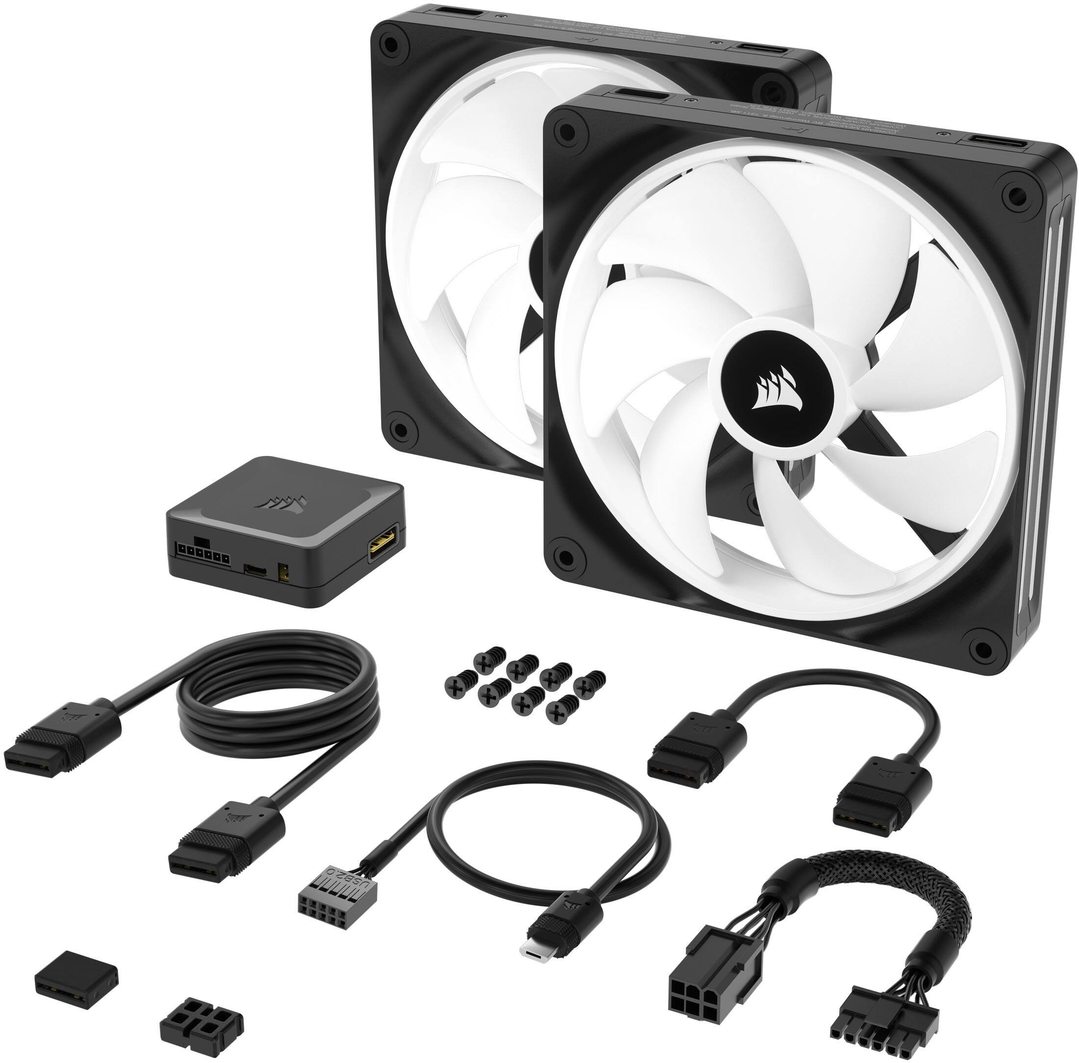 Alt View 20. CORSAIR - iCUE LINK QX140 RGB 140mm PWM Computer Case Fan with iCUE LINK System Hub Kit (2-pack) - Black.