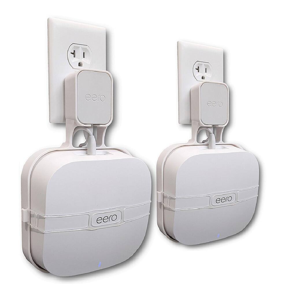 Front. Mount Genie - The Easy Outlet Mount For eero Pro 6 and eero Pro 6E (2-pack) - White.