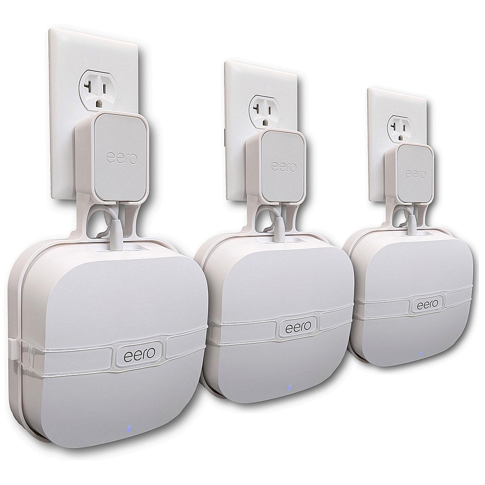 The Eero Pro Genie for Eero Pro 6E and Eero Pro 6 Wall Mount Outlet Holder Stand (3-pack) | lowest Profile | Open Access | Multiple Install options
