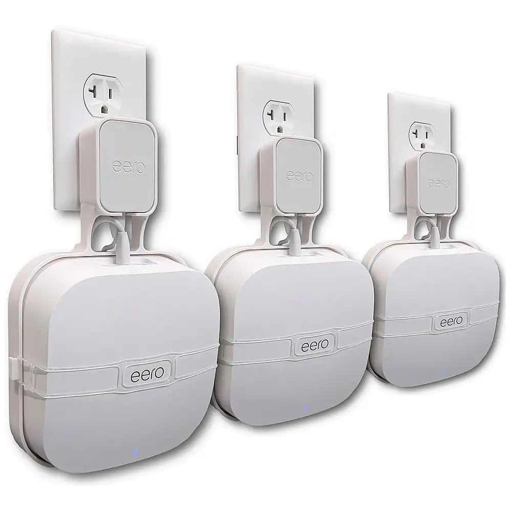 Front. Mount Genie - The Easy Outlet Mount For eero Pro 6 and eero Pro 6E (3-pack) - White.