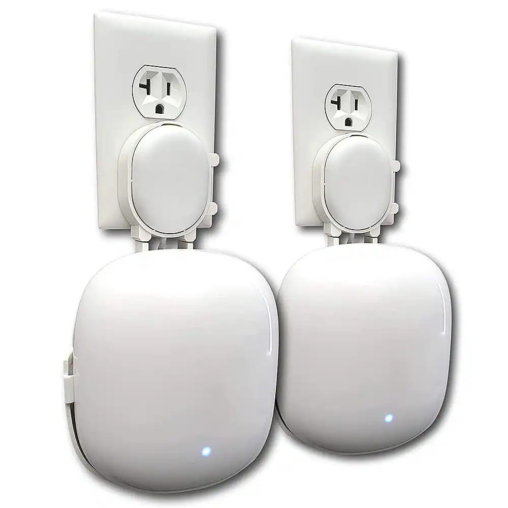 Front. Mount Genie - The Easy Outlet Holder for Nest WiFi Pro (2-pack) - White.