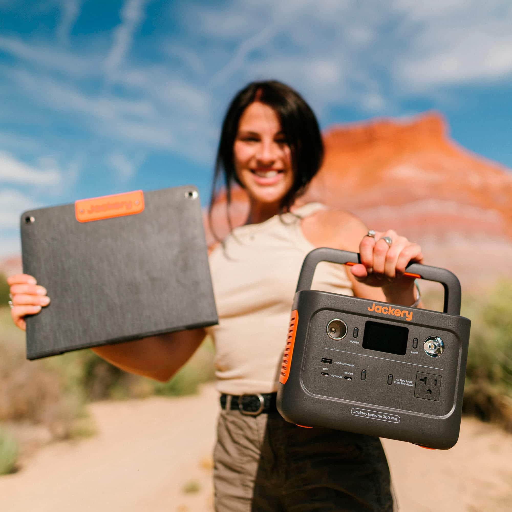 Alt View 13. Jackery - Explorer 300 Plus Portable Power Solar Generator + 40W Solar Panel - Black.