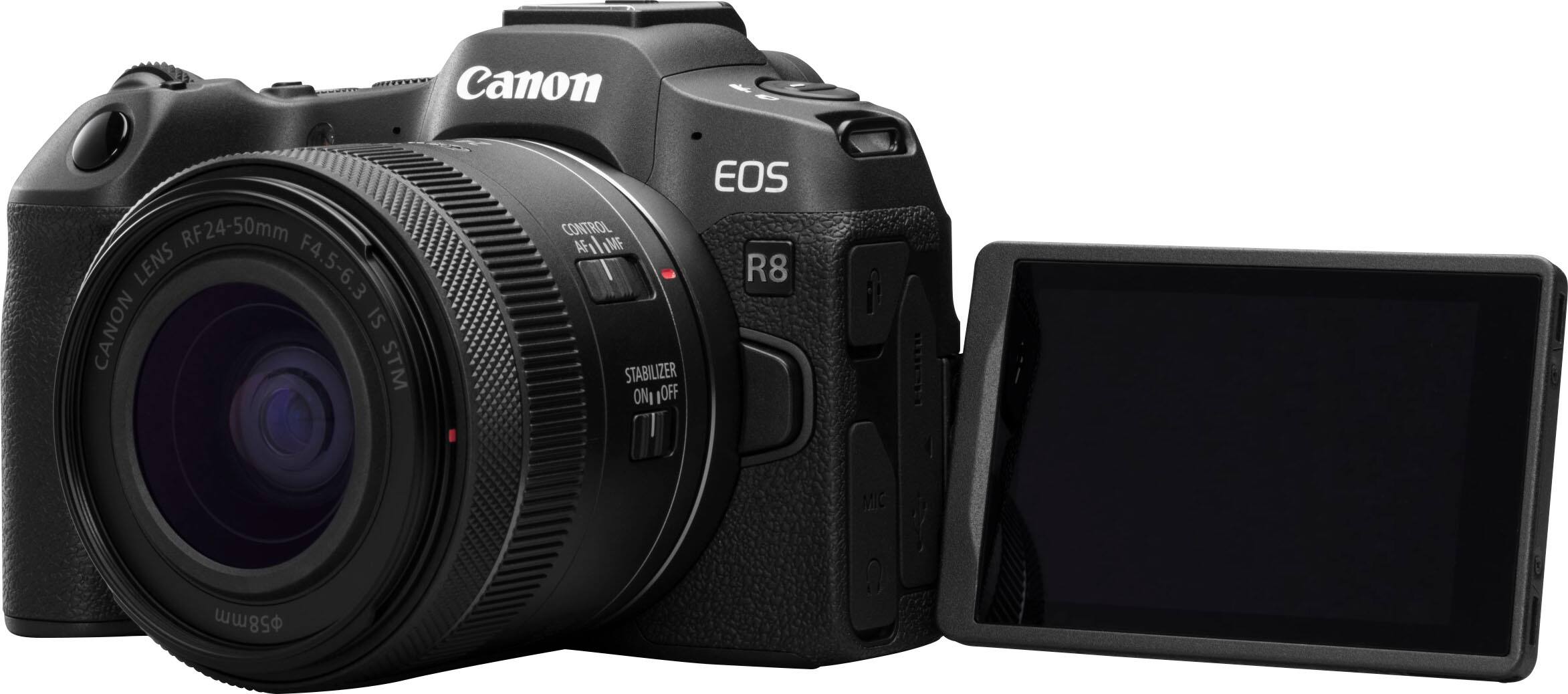 Alt View 21. Canon - EOS R8 4K Video Mirrorless Camera with RF 24-50mm f/4.5-6.3 IS STM Lens Content Creator Kit - Black.