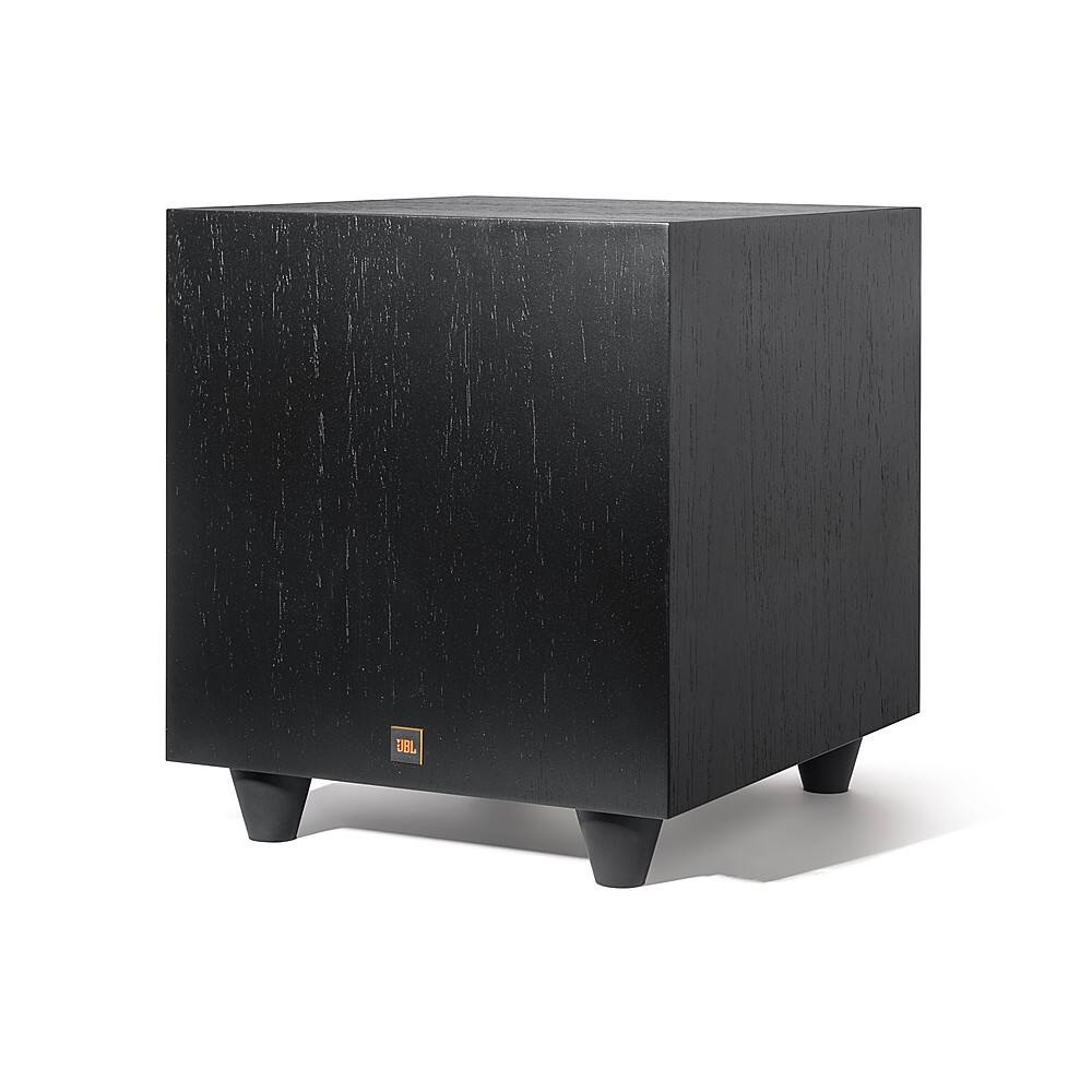 Angle. JBL - L10cs 10" 250W Powered Subwoofer - Black Walnut.