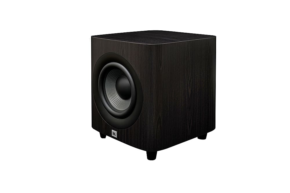 Left. JBL - Studio 650P 10" 1000W Subwoofer - Dark Wood.