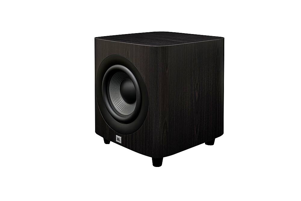 Left. JBL - Studio 650P 10" 1000W Subwoofer - Dark Wood.