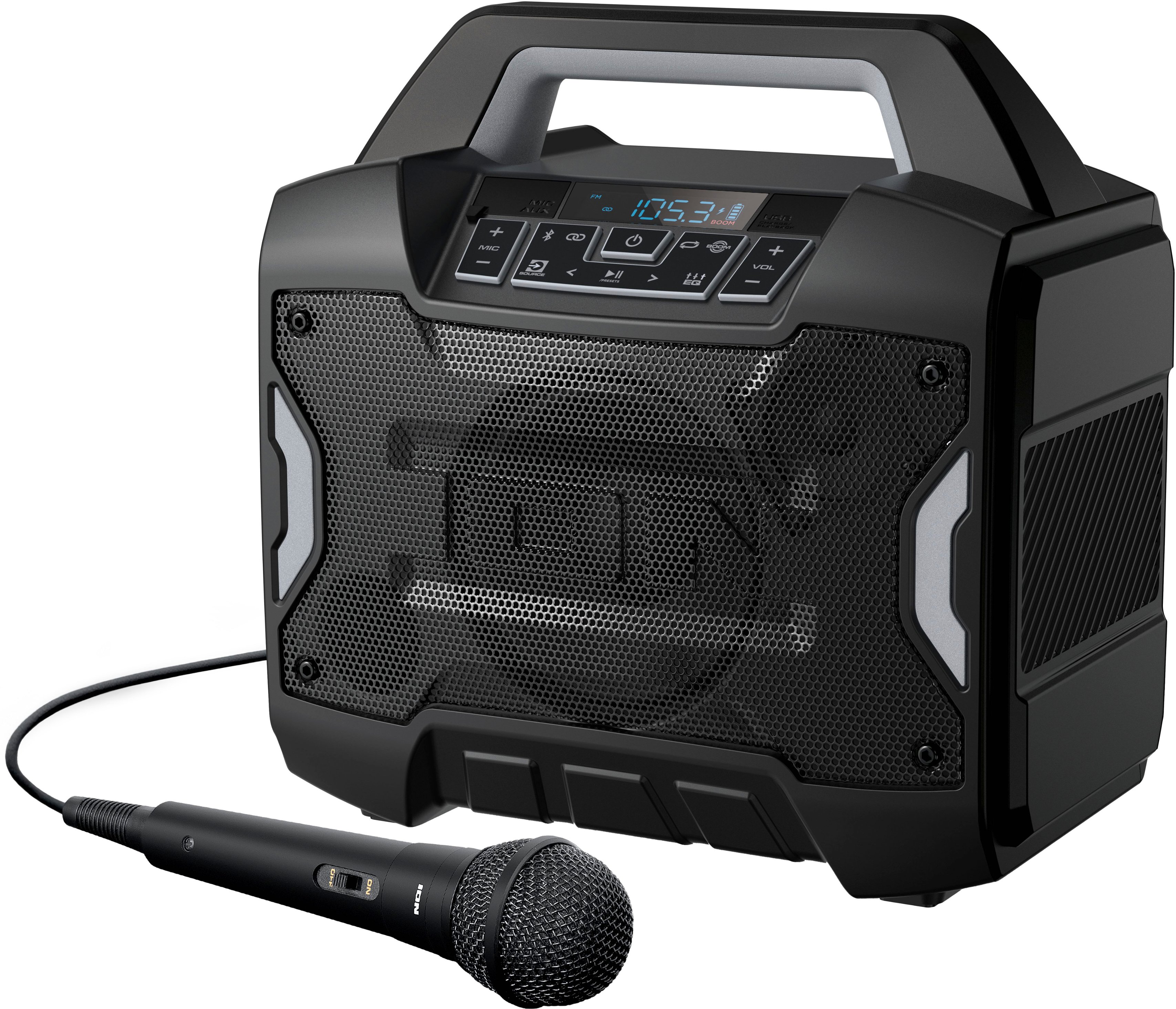 Angle View: ION Audio - Sport Boom 60W Portable Bluetooth Battery Powered All-Weather Speaker with Multi-Colored Lights - Black