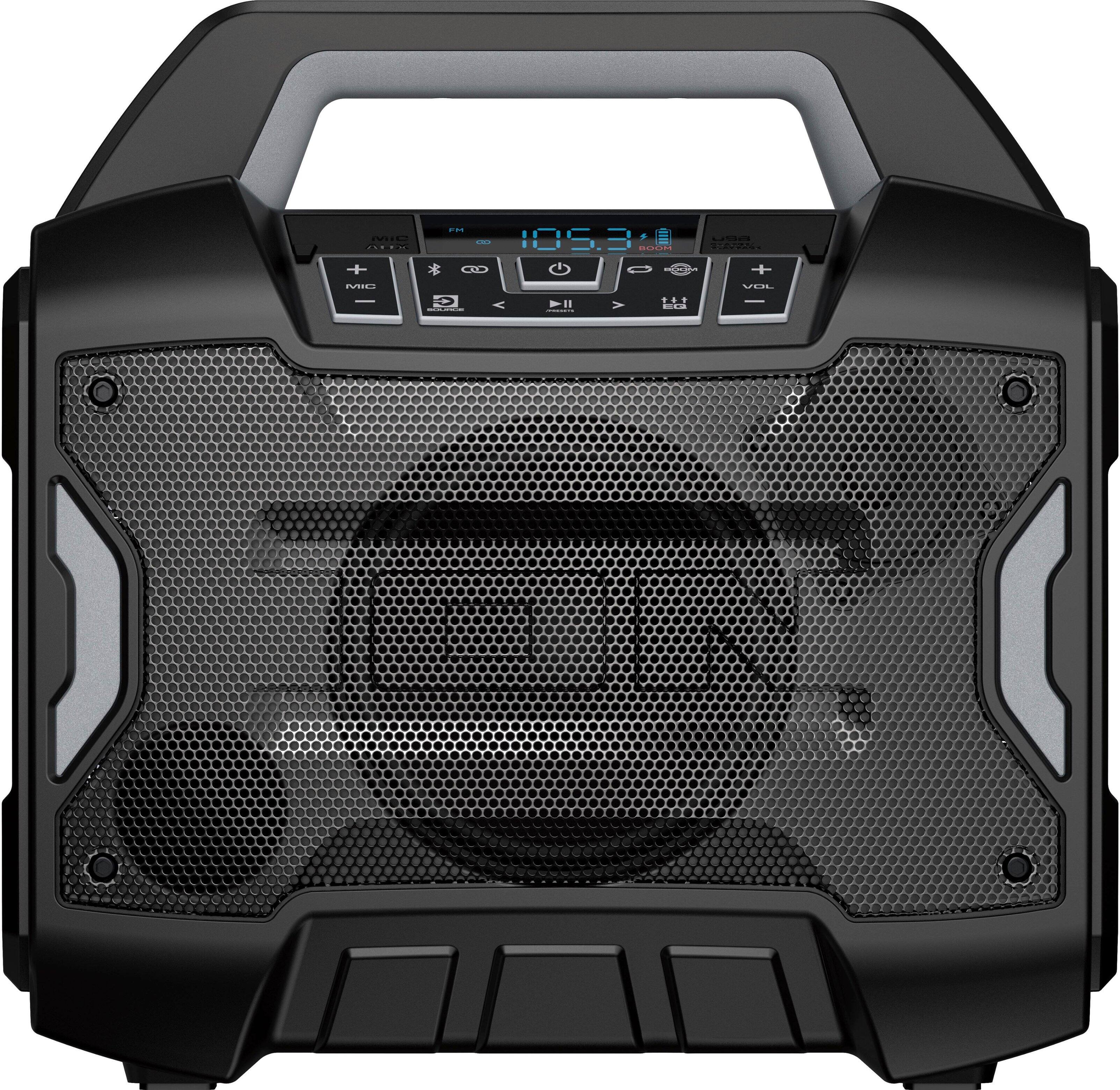 Angle. ION Audio - Sport Boom All-Weather Rechargeable Speaker with Microphone - Black.