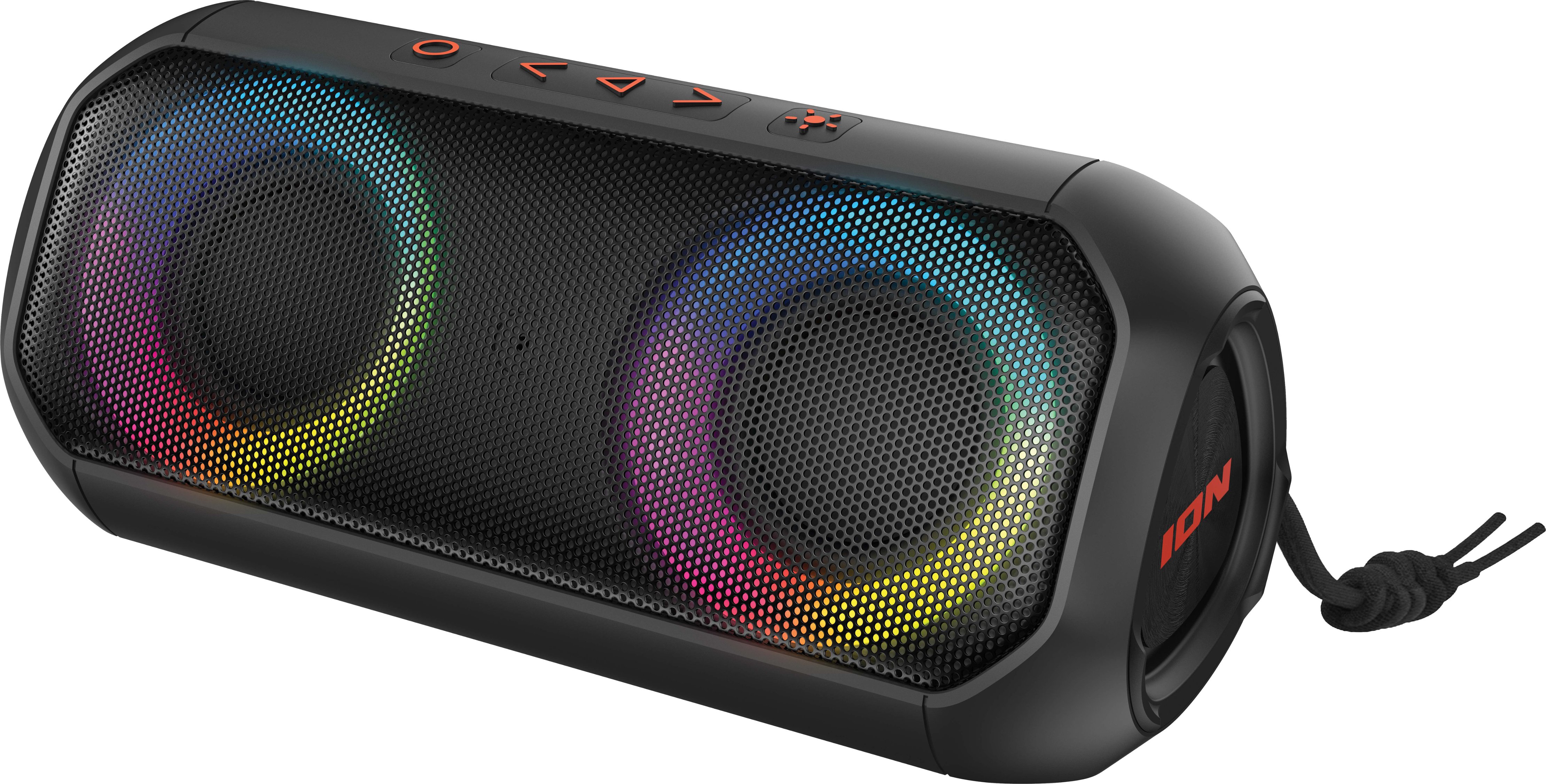 ION Audio and Microphone 40W LED with Speaker Boom UBERBOOMXUS Buy Bluetooth Built-In All-Weather Portable Best Wireless - Lights Uber Multi-Colored Black