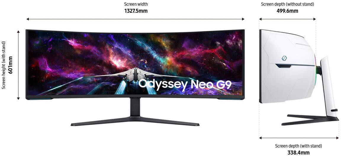 Alt View 19. Samsung - 57" Odyssey Neo G9 Dual 4K UHD Quantum Mini-LED 240Hz 1ms HDR 1000 Curved Gaming Monitor (HDMI 2.1, DP 2.1, USB 3.0) - Black.