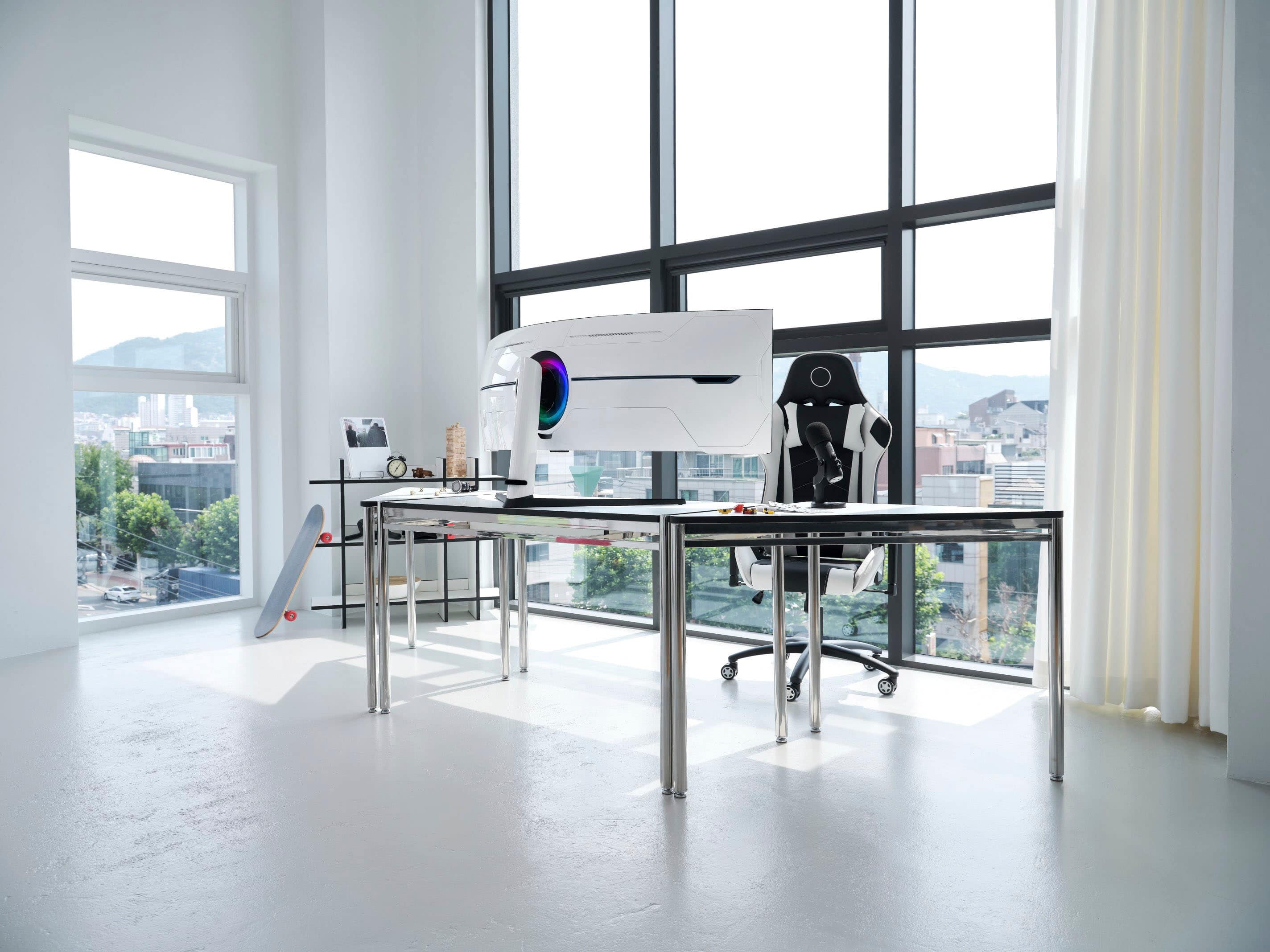 Alt View 26. Samsung - 57" Odyssey Neo G9 Dual 4K UHD Quantum Mini-LED 240Hz 1ms HDR 1000 Curved Gaming Monitor (HDMI 2.1, DP 2.1, USB 3.0) - Black.