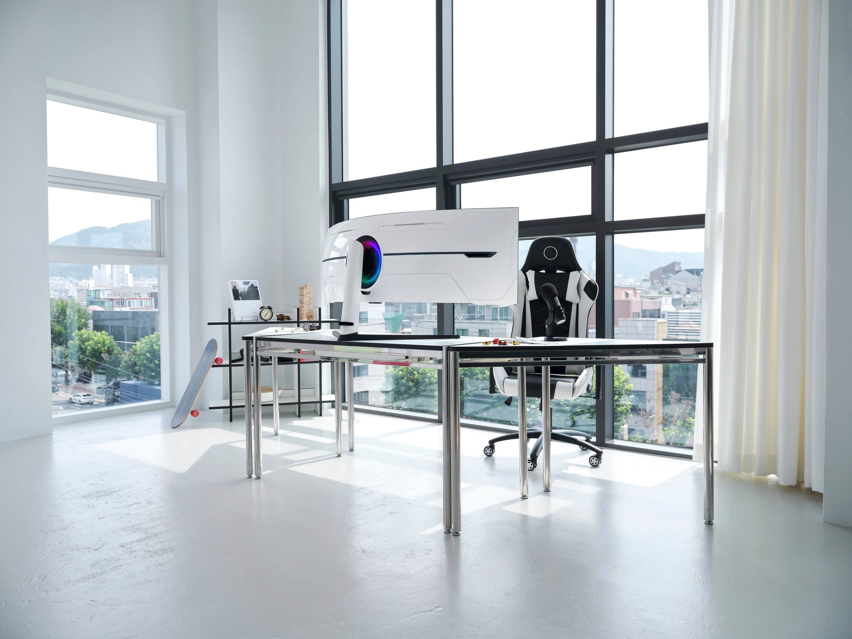 Alt View 26. Samsung - 57" Odyssey Neo G9 Dual 4K UHD Quantum Mini-LED 240Hz 1ms HDR 1000 Curved Gaming Monitor (HDMI 2.1, DP 2.1, USB 3.0) - Black.