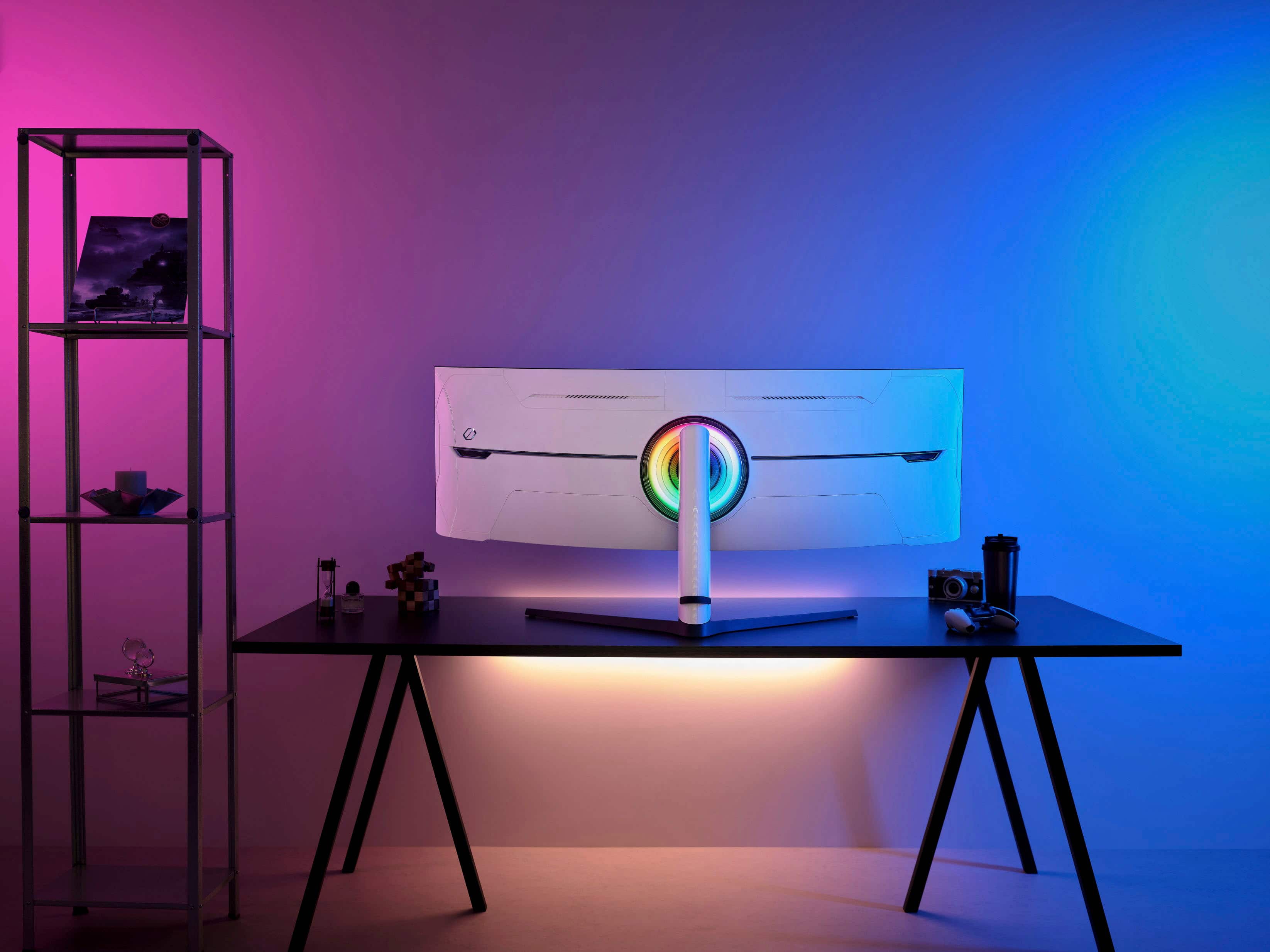 Alt View 29. Samsung - 57" Odyssey Neo G9 Dual 4K UHD Quantum Mini-LED 240Hz 1ms HDR 1000 Curved Gaming Monitor (HDMI 2.1, DP 2.1, USB 3.0) - Black.