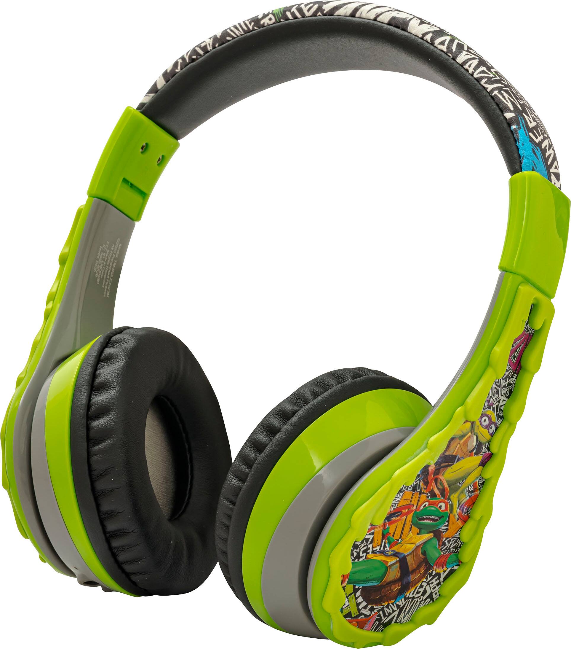 Angle. eKids - Teenage Mutant Ninja Turtles Wireless Over-the-Ear Headphones - Green.