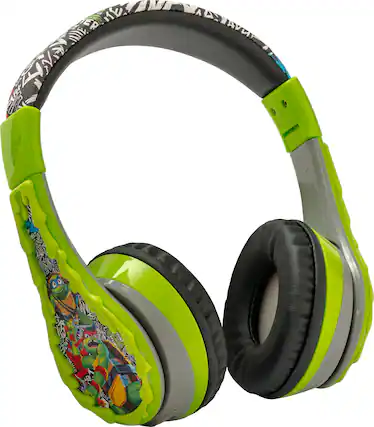 Front. eKids - Teenage Mutant Ninja Turtles Wireless Over-the-Ear Headphones - Green.