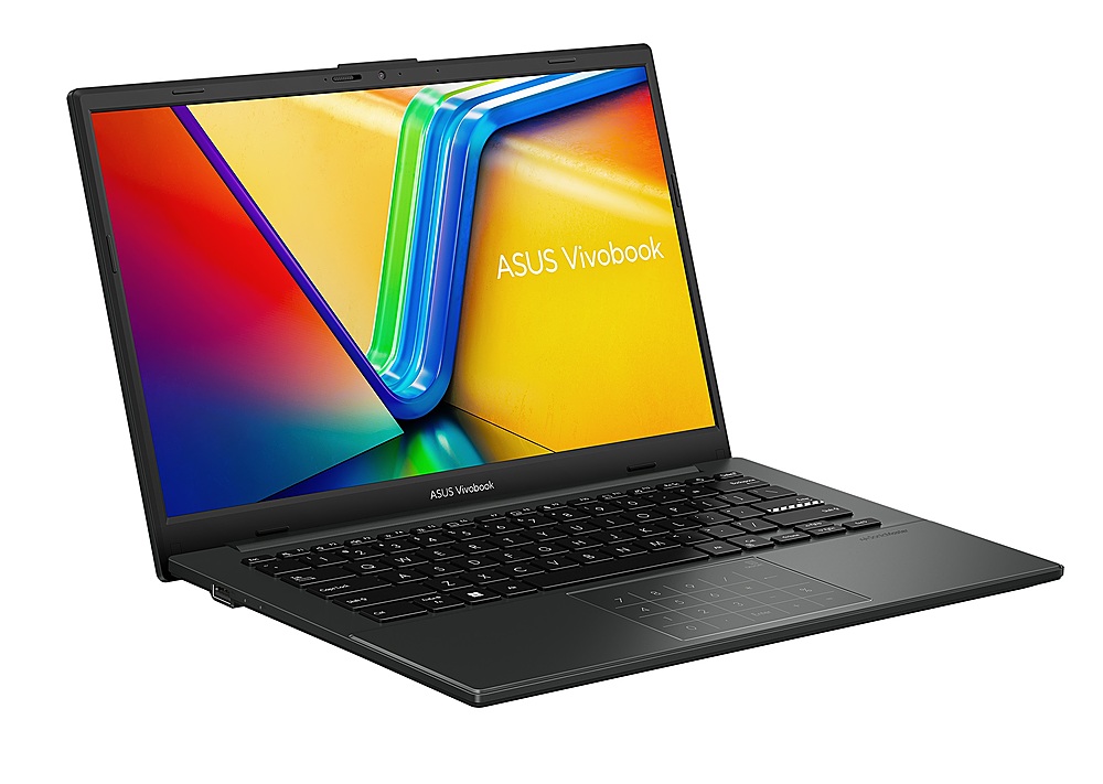 Angle View: ASUS - Vivobook Go 14" FHD Laptop - AMD Ryzen 3 7320U up to 4.1Ghz with 8GB Memory - 256GB SSD - Mixed Black
