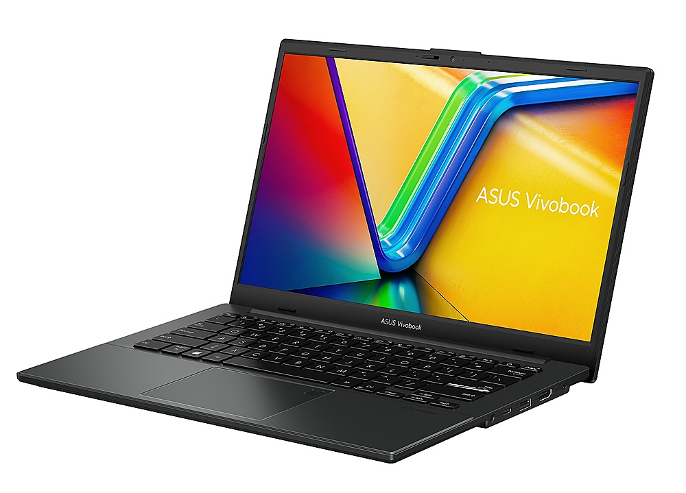 Left View: ASUS - Vivobook Go 14" FHD Laptop - AMD Ryzen 3 7320U up to 4.1Ghz with 8GB Memory - 256GB SSD - Mixed Black