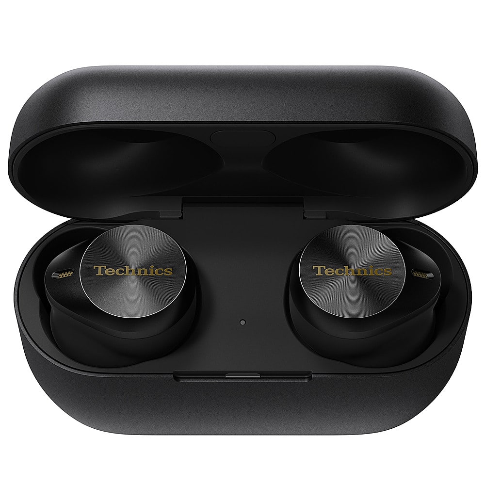 Angle. Technics - Premium HiFi True Wireless Earbuds with Noise Cancelling, 3 Device Multipoint Connectivity, Wireless Charging - Black.