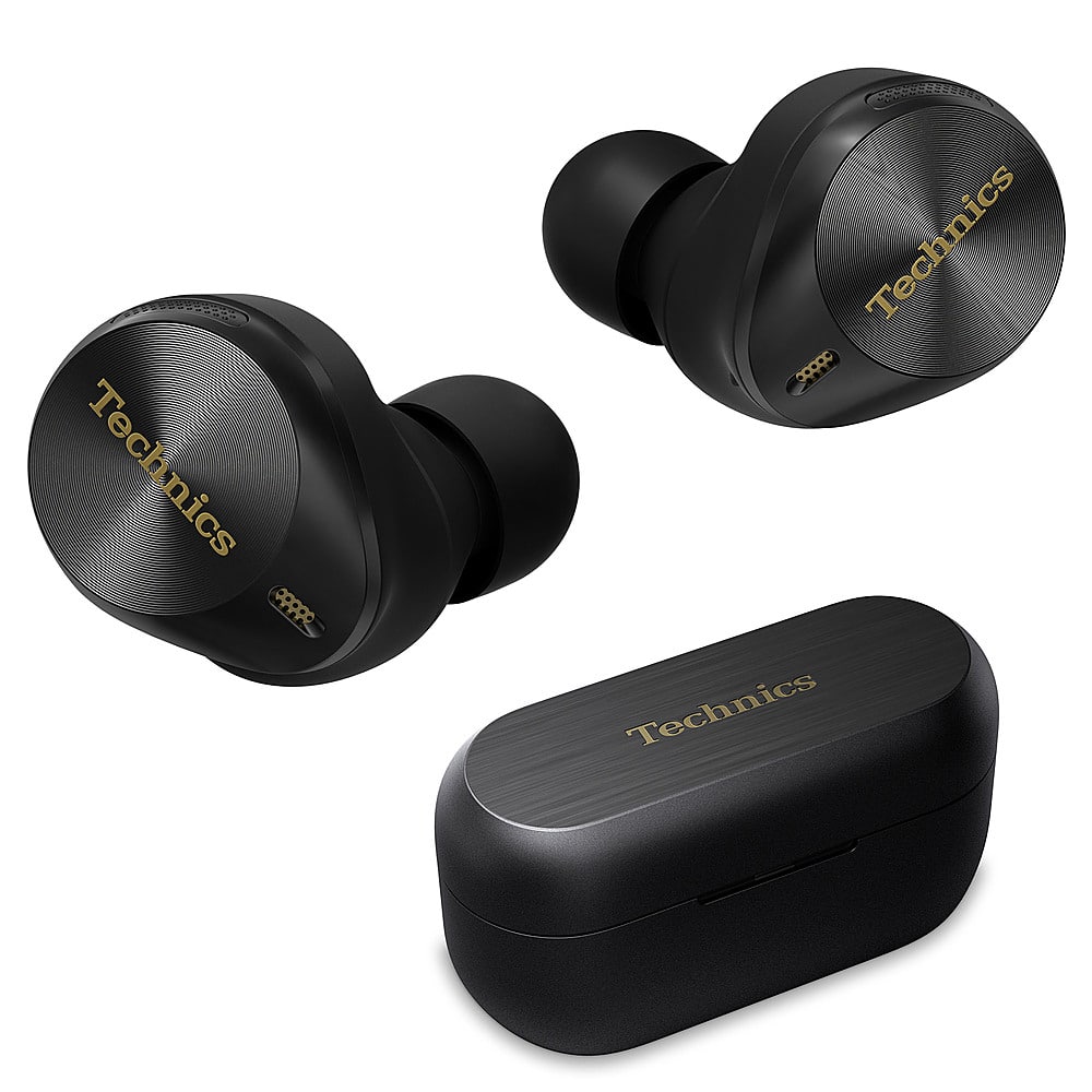 Front. Technics - Premium HiFi True Wireless Earbuds with Noise Cancelling, 3 Device Multipoint Connectivity, Wireless Charging - Black.