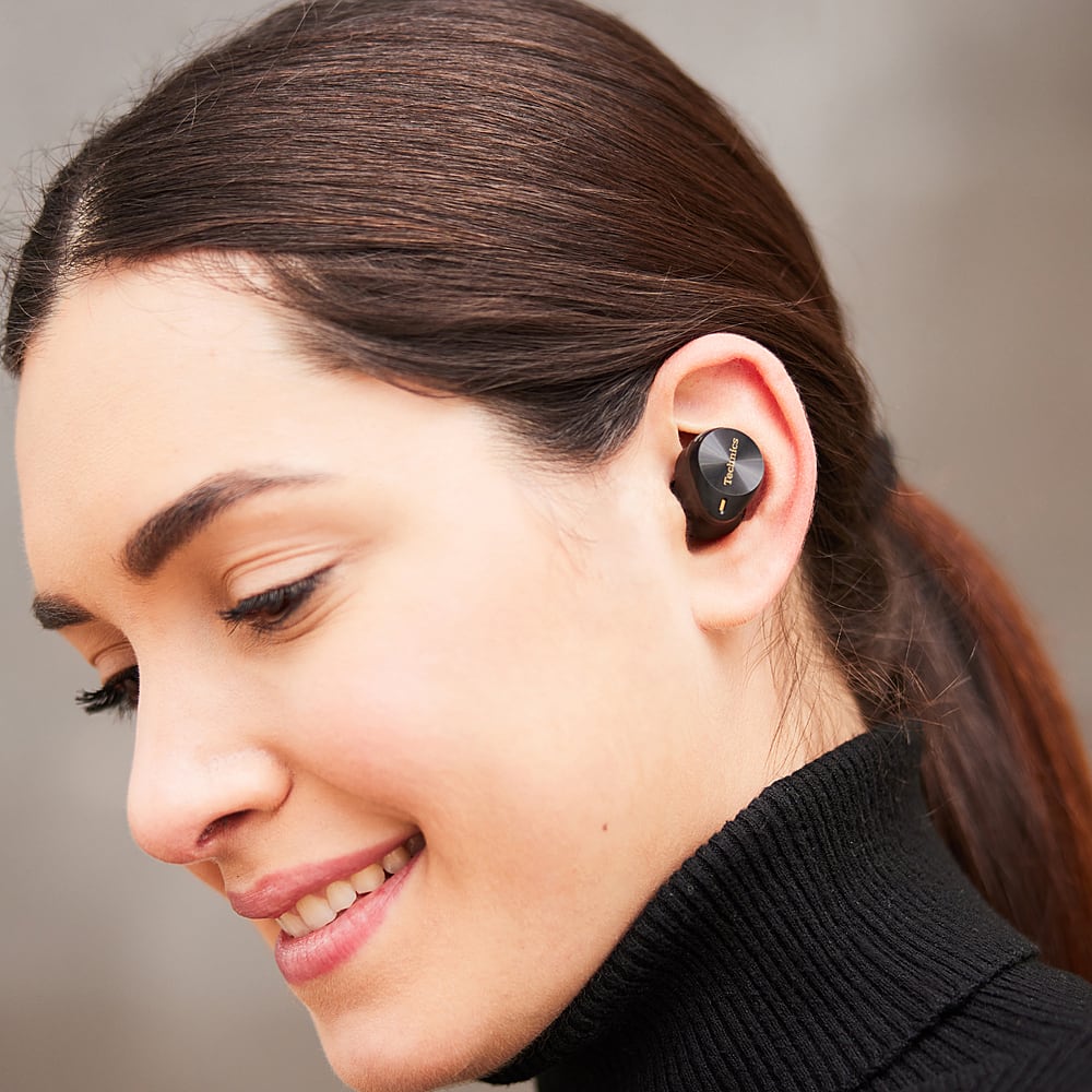 Alt View 15. Technics - Premium HiFi True Wireless Earbuds with Noise Cancelling, 3 Device Multipoint Connectivity, Wireless Charging - Black.