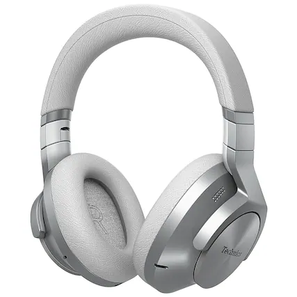Front. Technics - Wireless Noise Cancelling Over-Ear Headphones with 2 Device Multipoint Connectivity - Silver.