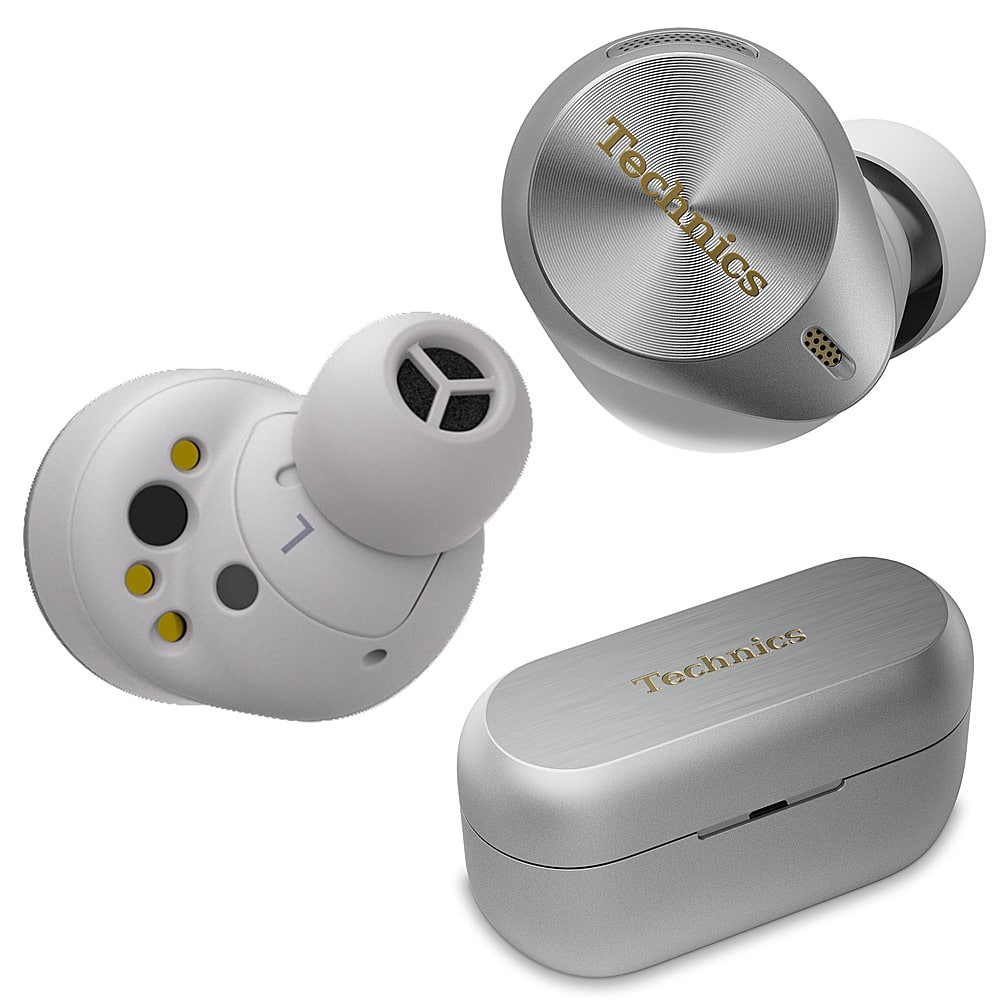 Alt View 11. Technics - Premium HiFi True Wireless Earbuds with Noise Cancelling, 3 Device Multipoint Connectivity, Wireless Charging - Silver.