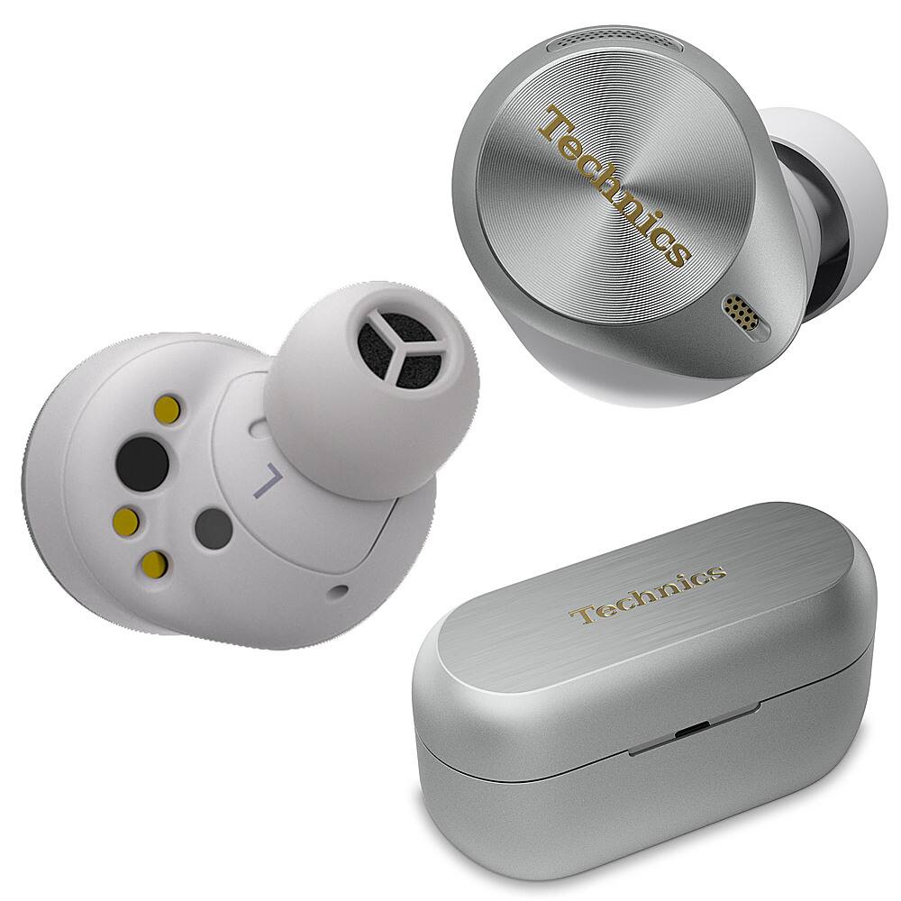 Alt View 11. Technics - Premium HiFi True Wireless Earbuds with Noise Cancelling, 3 Device Multipoint Connectivity, Wireless Charging - Silver.