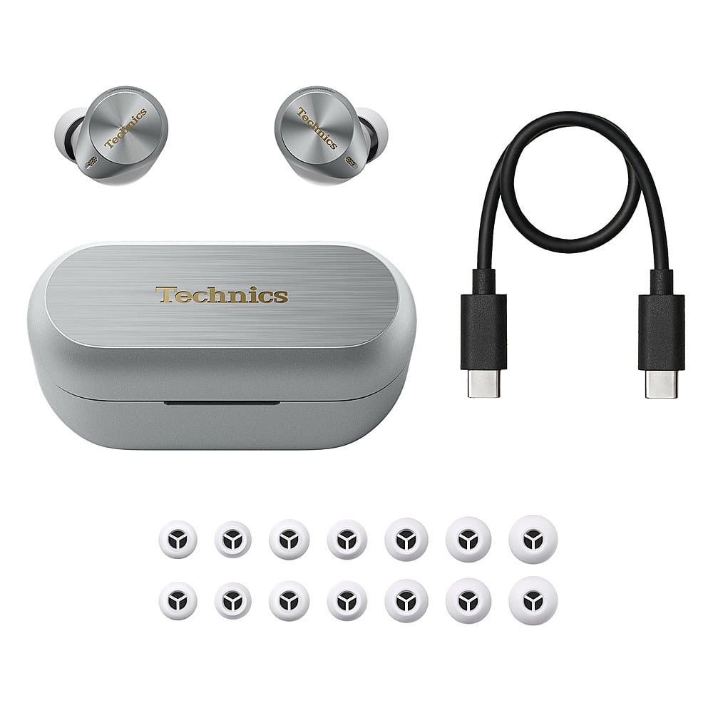 Alt View 12. Technics - Premium HiFi True Wireless Earbuds with Noise Cancelling, 3 Device Multipoint Connectivity, Wireless Charging - Silver.