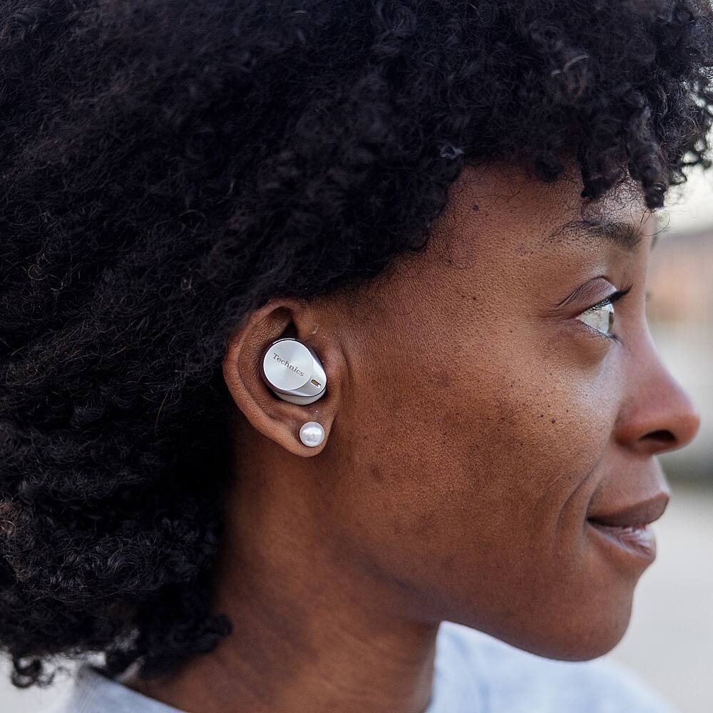 Alt View 15. Technics - Premium HiFi True Wireless Earbuds with Noise Cancelling, 3 Device Multipoint Connectivity, Wireless Charging - Silver.