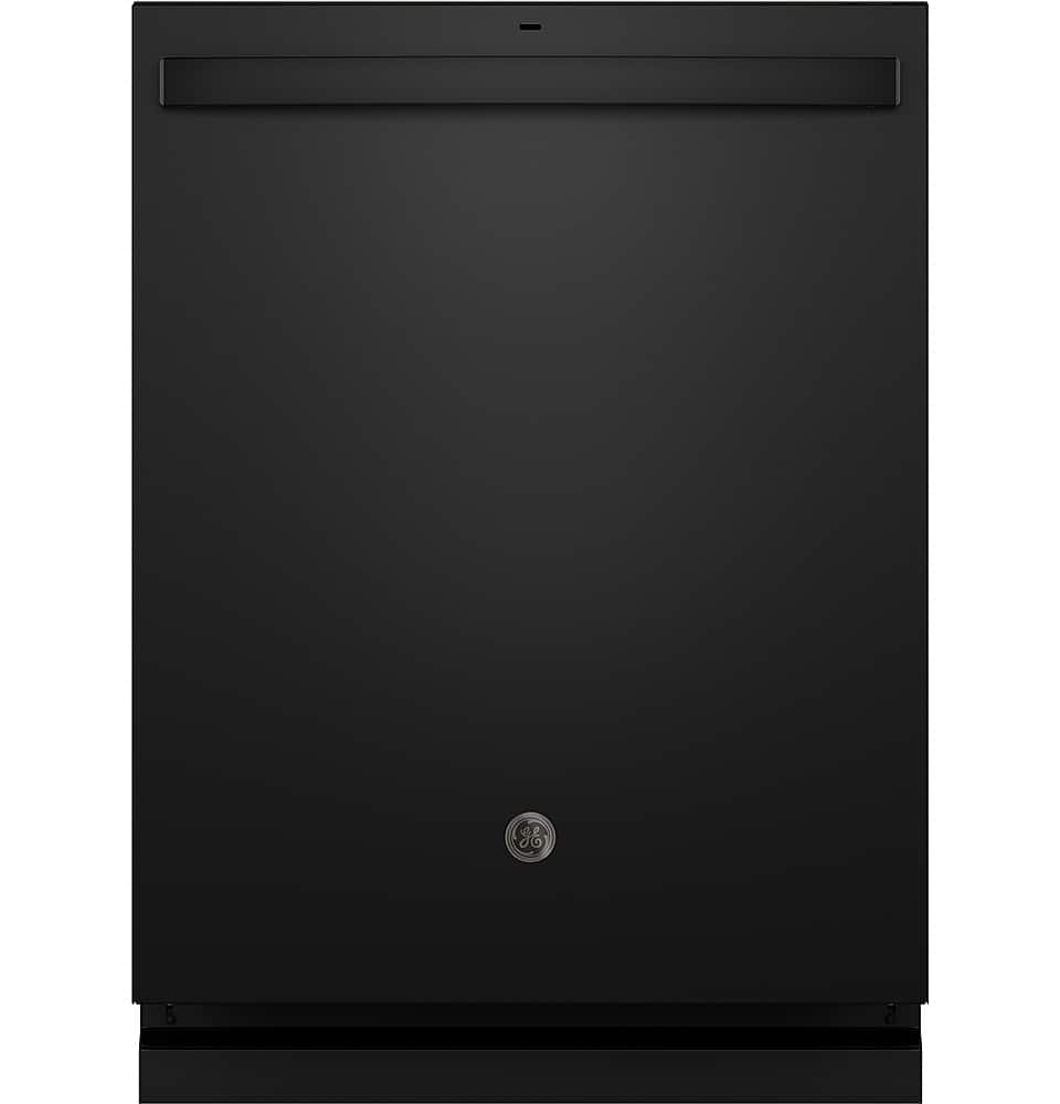 Front. GE - 24" Top Control Built-In Stainless Steel Tub Dishwasher with 3rd Rack, Sanitze Cycle and 45 dBA - Black.