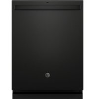 GE - Top Control Dishwasher with Steel Interior and Sanitze Cycle - Black - Front_Zoom