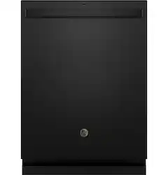 GE - 24" Top Control Built-In Stainless Steel Tub Dishwasher with 3rd Rack, Sanitze Cycle and 45 dBA - Black - Front_Zoom