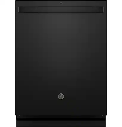 Front. GE - 24" Top Control Built-In Stainless Steel Tub Dishwasher with 3rd Rack, Sanitze Cycle and 45 dBA - Black.