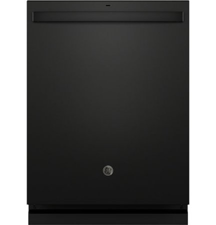 GE - Top Control Dishwasher with Steel Interior and Sanitze Cycle - Black