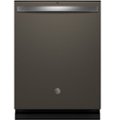 GE - Top Control Fingerprint Resistant Dishwasher with Stainless Steel Interior and Sanitize Cycle - Storm Gray