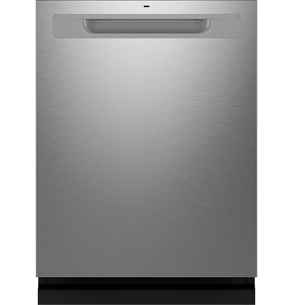 Front. GE - 24" Top Control Smart Built-In Stainless Steel Tub Dishwasher with 3rd Rack, Sanitize Cycle and 45 dBA - Stainless Steel.