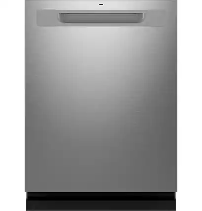 Front. GE - Top Control Fingerprint Resistant Dishwasher with Stainless Steel Interior and Sanitize Cycle - Stainless Steel.