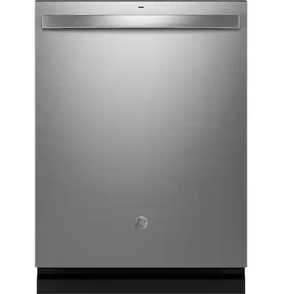 Front. GE - 24" Top Control Smart Built-In Stainless Steel Tub Dishwasher with 3rd Rack and Sanitize Cycle - Stainless Steel.