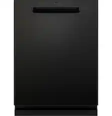 Front. GE - Top Control Dishwasher with Standless Steel Interior and Santize Cycle - Black.